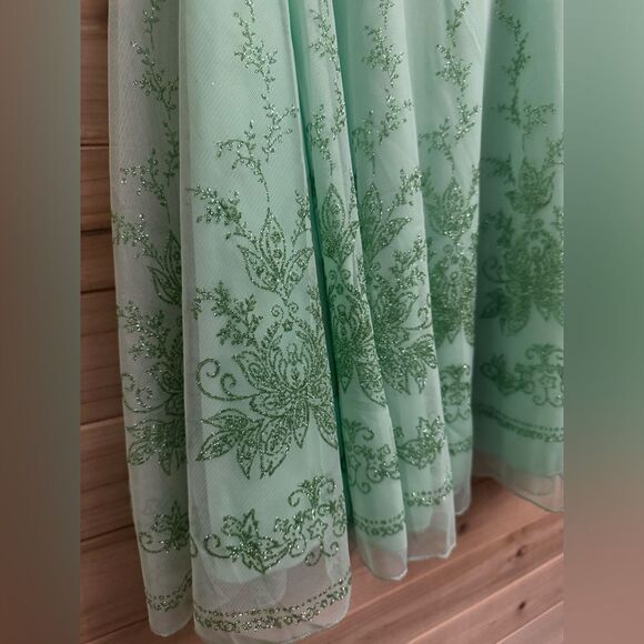 Y2K Ruby Rox Size Small Tinkerbell Green Strapless Mesh Ruched Strapless Dress - Picture 3 of 11